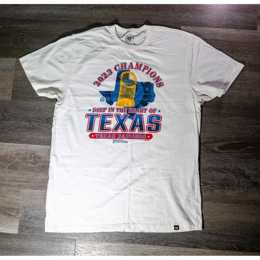 Texas Rangers Shirt Mens L White MLB Baseball 2023 Champions World Series '47